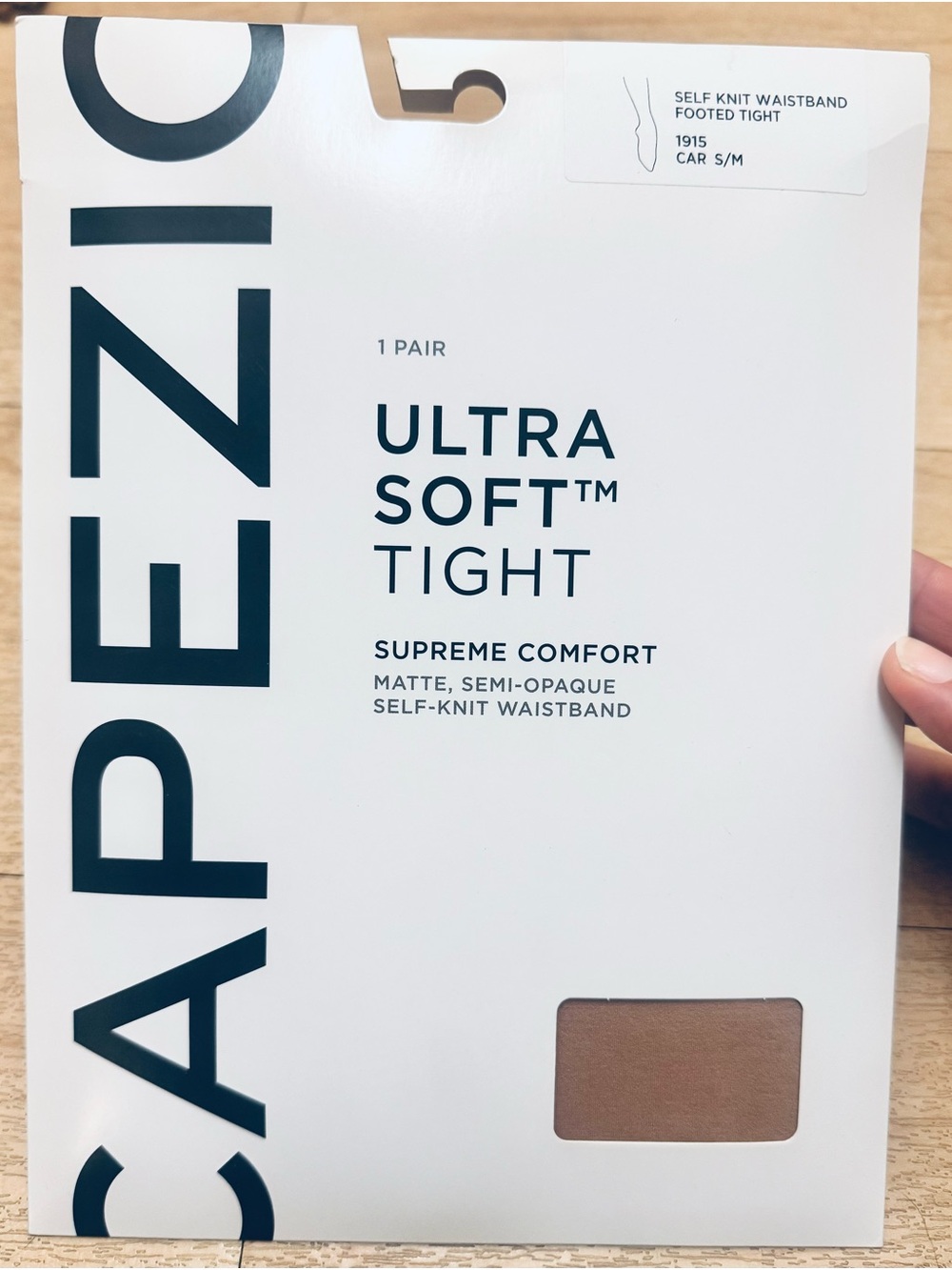 NEW Capezio Ultra Soft™ Tight in Caramel size S / M Self Knit Waistband Footed